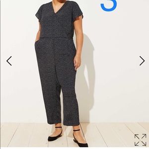 LOFT plus floral petal sleeve back tie jumpsuit